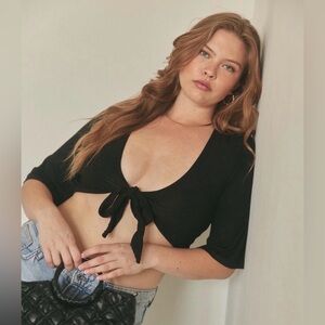 Klassy Network Brami black Tie-Front Crop Top L